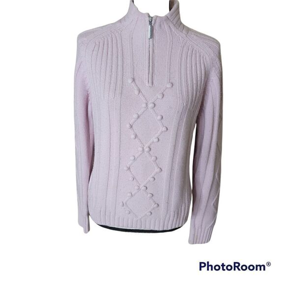 COPY - Sunice Quarter Zip, Wool Blend Ribbed Sweater. Size L. - Picture 1 of 9